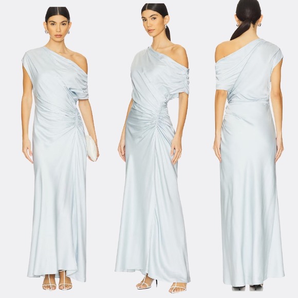 NWT A.L.C. Penny Satin Maxi Dress Cascade Blue sz 0 - Picture 1 of 9